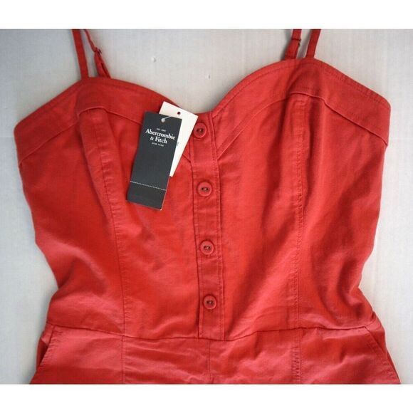 Abercrombie & Fitch Women's Sz S Pink Pull-On Cotton Blend Sleeveless Romper - Picture 8 of 9